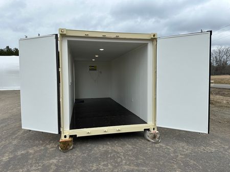 20' container mobile office building being built in the Rebox Solutions.