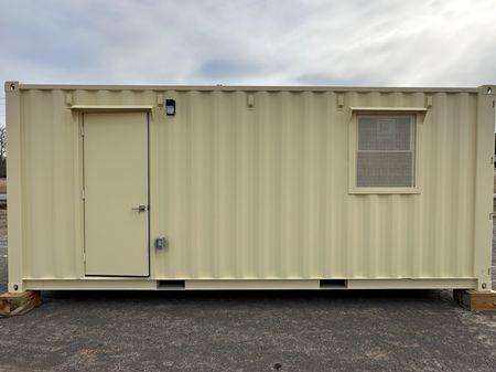 20' container mobile office building being built in the Rebox Solutions.