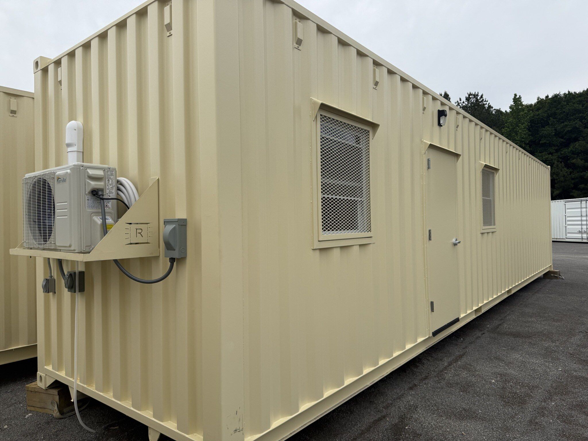 A professional-looking mobile office container.