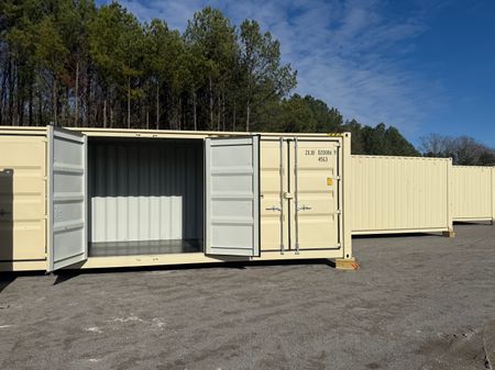 40’ high cube open-side, single-use shipping container.