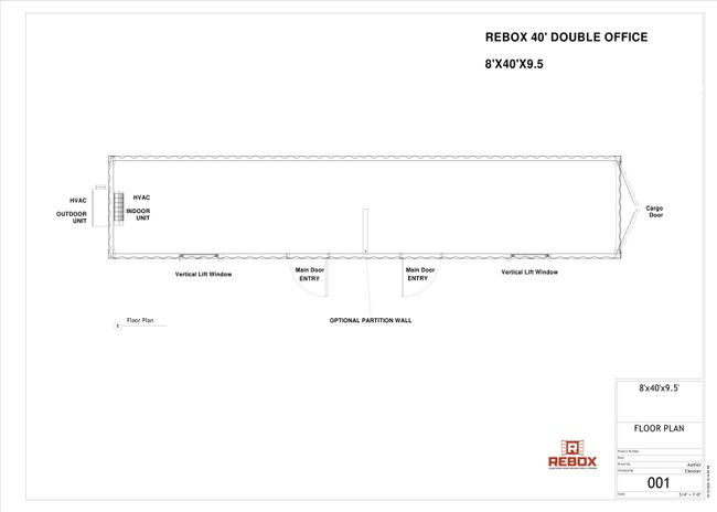 Floorplan of the 40’ Ground Level Office / Double Office.