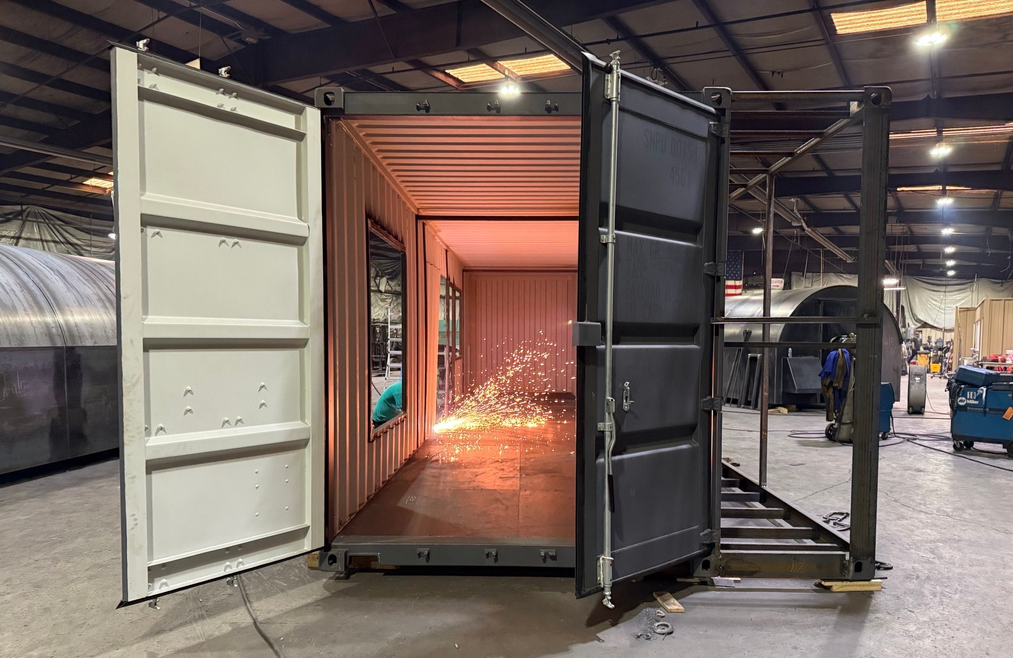 A close-up of a fully welded steel window frame ensuring a watertight seal.