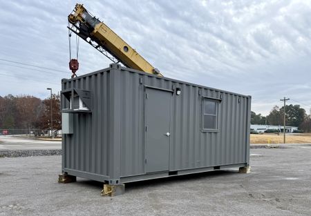 The interior of a 20ft mobile office container