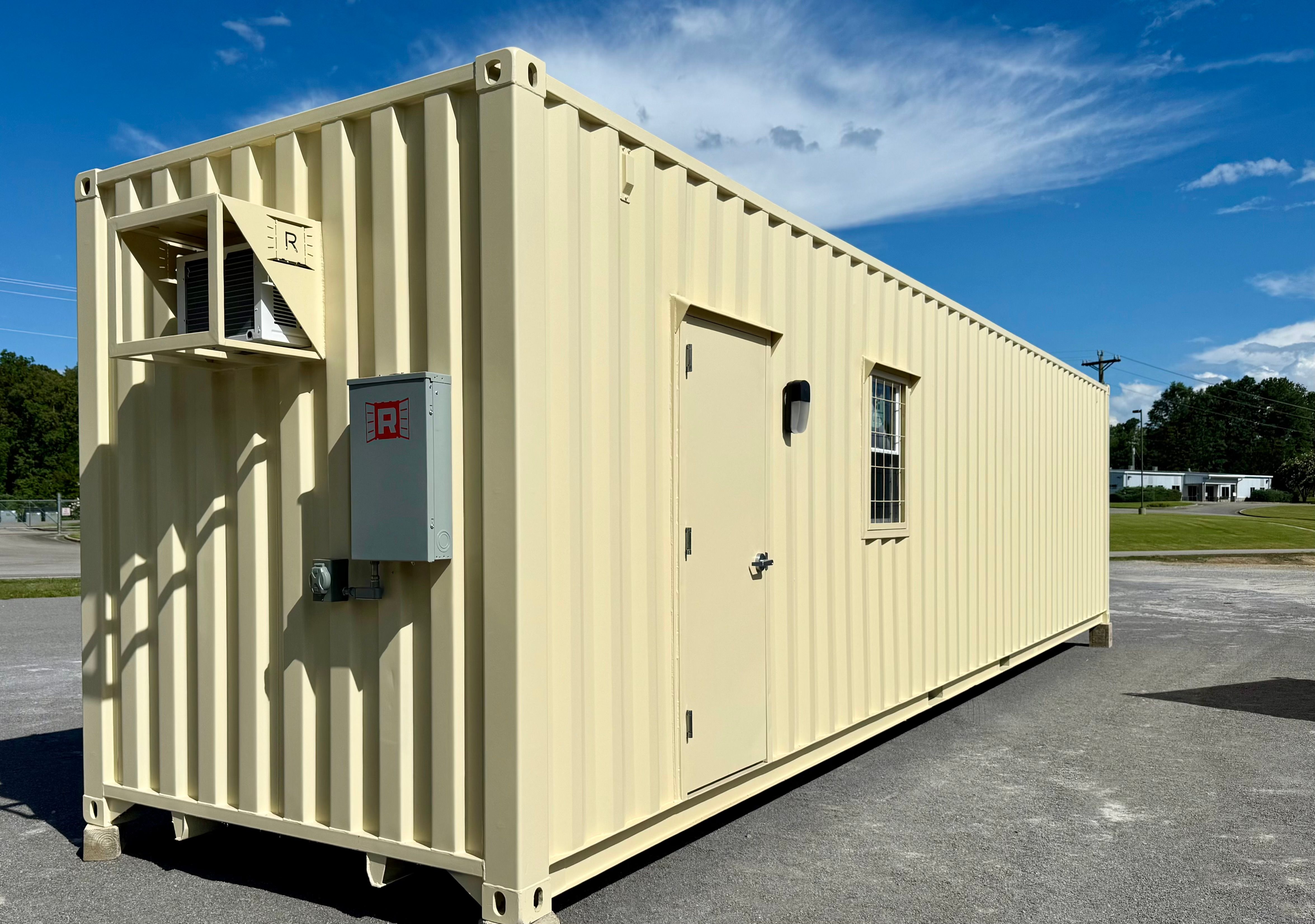 A Rebox mobile office container on a commercial job site.